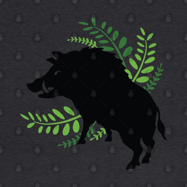 Wild Boar and Fern Design by NixieNoo